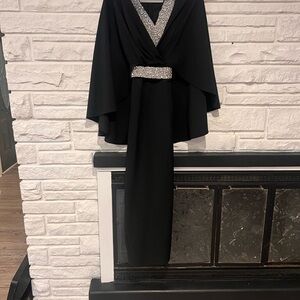 Elegant Black Evening Dress with Silver Accents